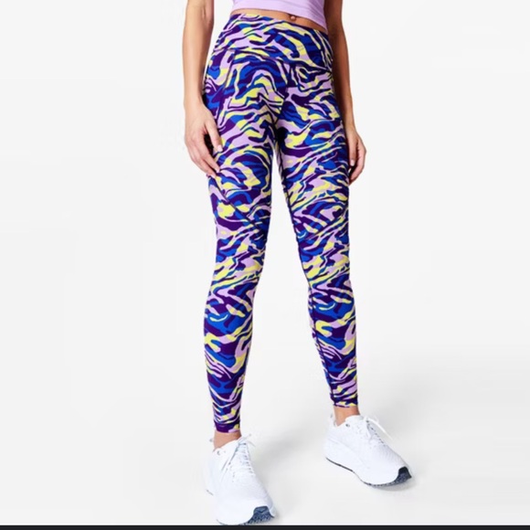Sweaty Betty Pants - NWT Sweaty Betty Purple and Green Zebra Patterned Power Leggings Size Small 7/8